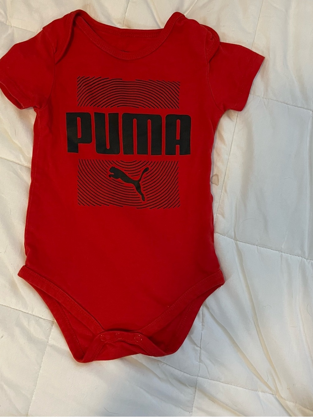 Puma Red Baby Bodysuit with Black Logo
